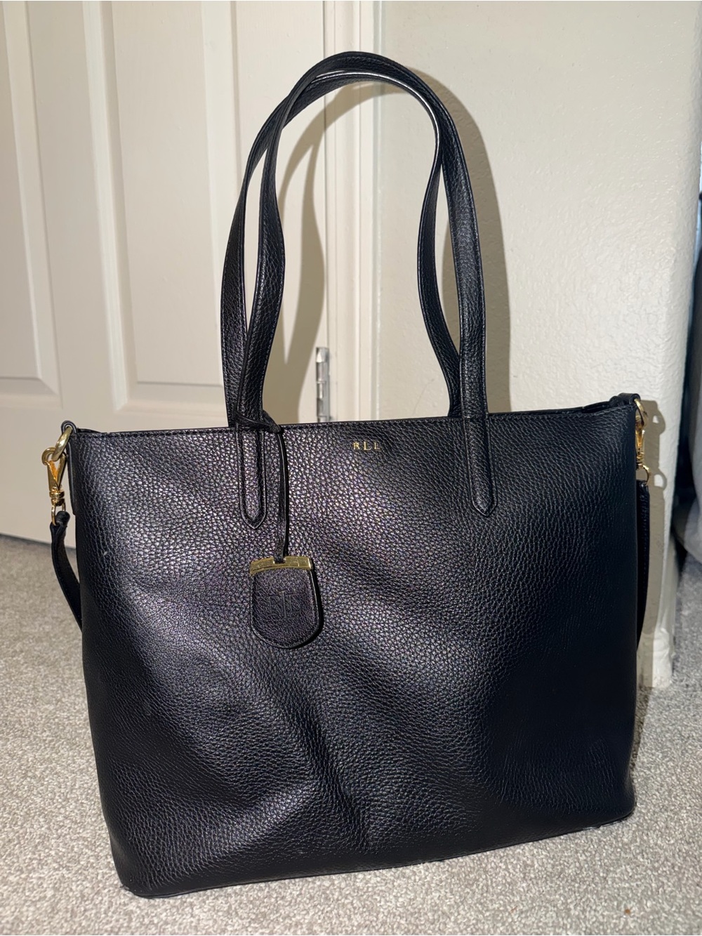 Lauren Ralph Lauren Black  Pebble Tote Bag / Shoulder Bag